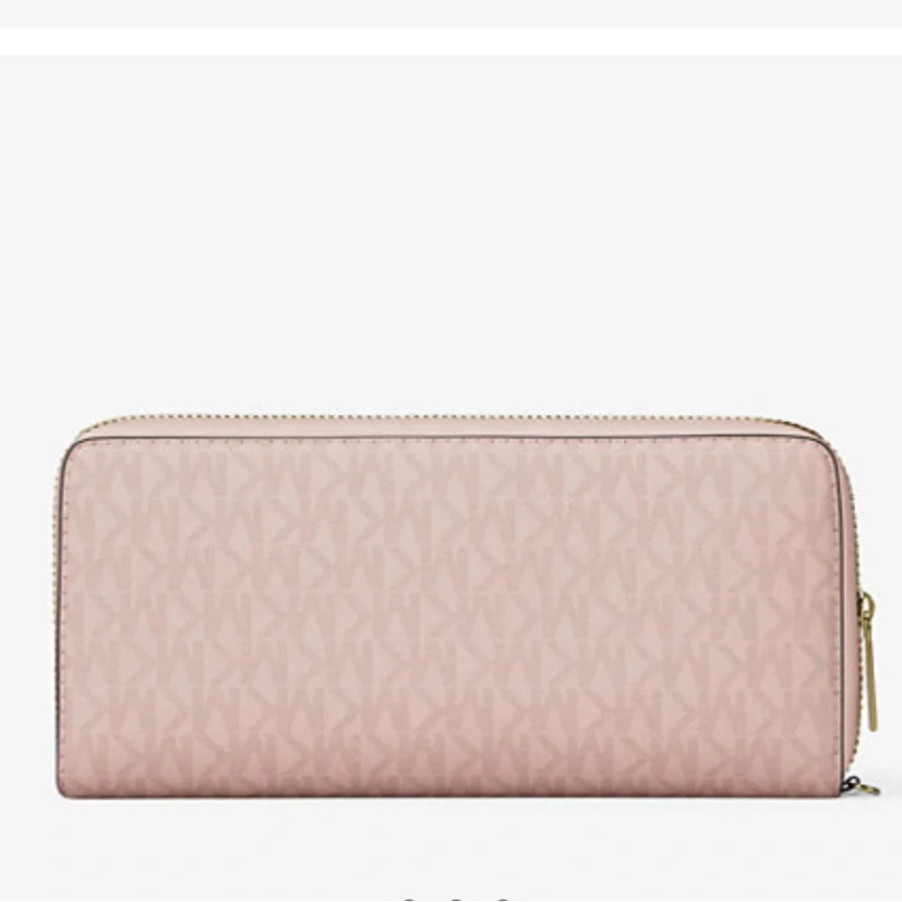 MICHAEL KORS Jet Set Travel Lg Signature Logo Continental Wristlet POWDER BLUSH
